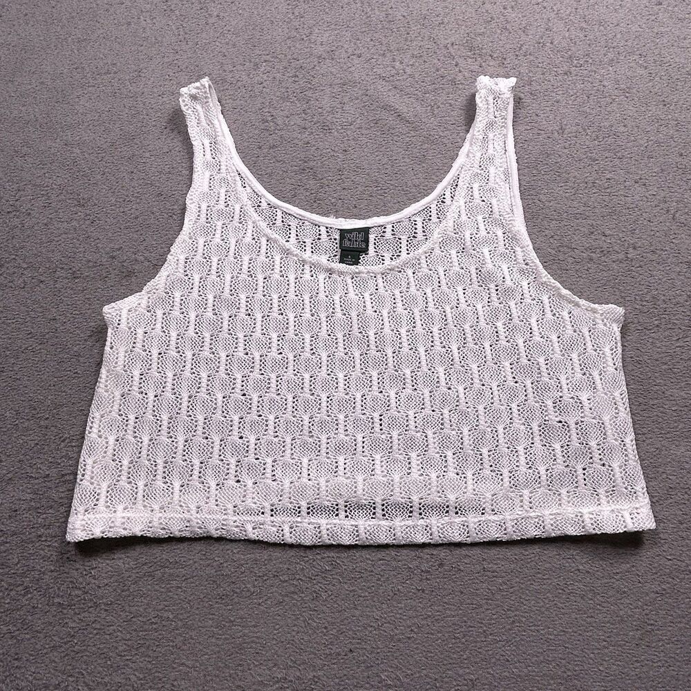 Wild Fable Crop Top Womens S White Open Knit Crochet Sheer Boho